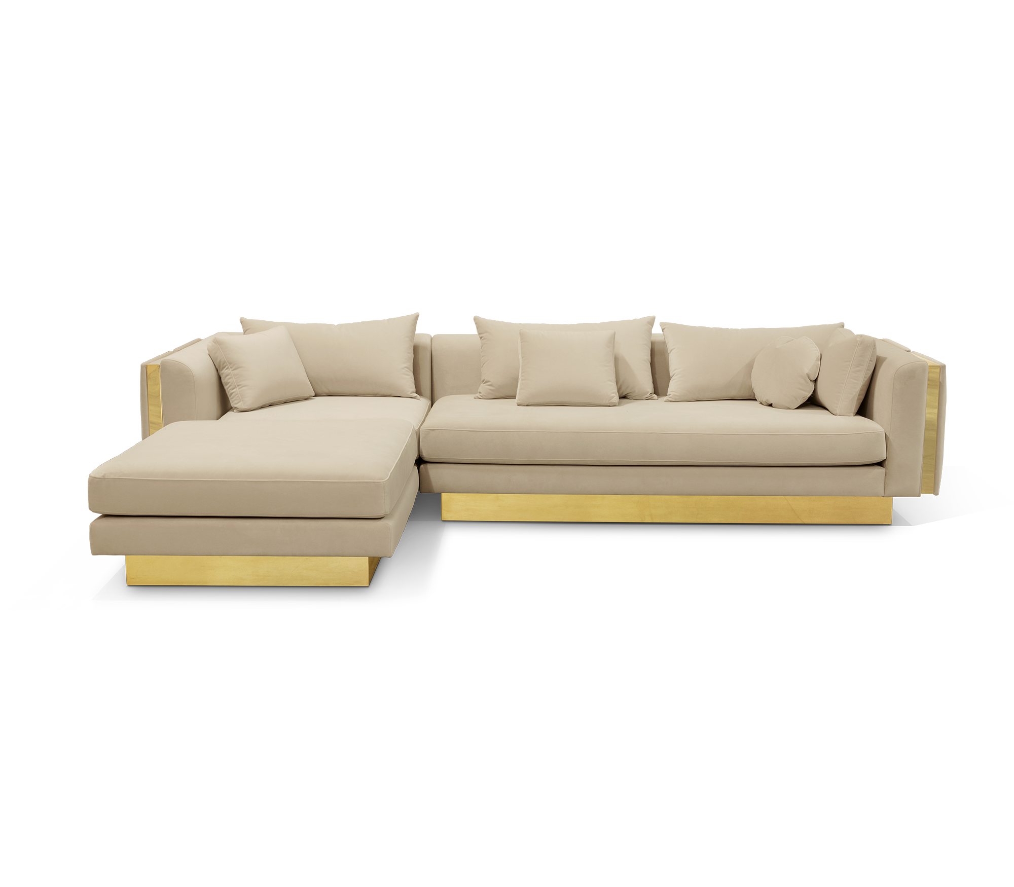 Brass Stone Gold Sculptural Form Sofa