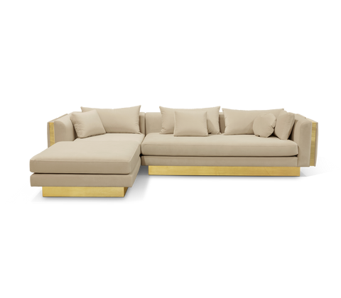 Brass Stone Gold Sculptural Form Sofa