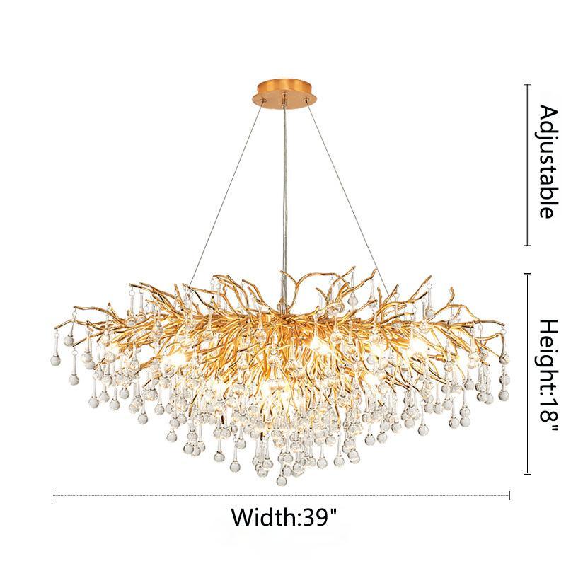 Housegent Tree Branch Kala Gold Branch Crystal Chandelier