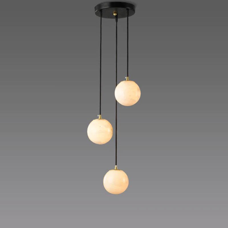 Roden Alabaster Global Pendant Chandelier For Staircase, Spiral Global Pendant