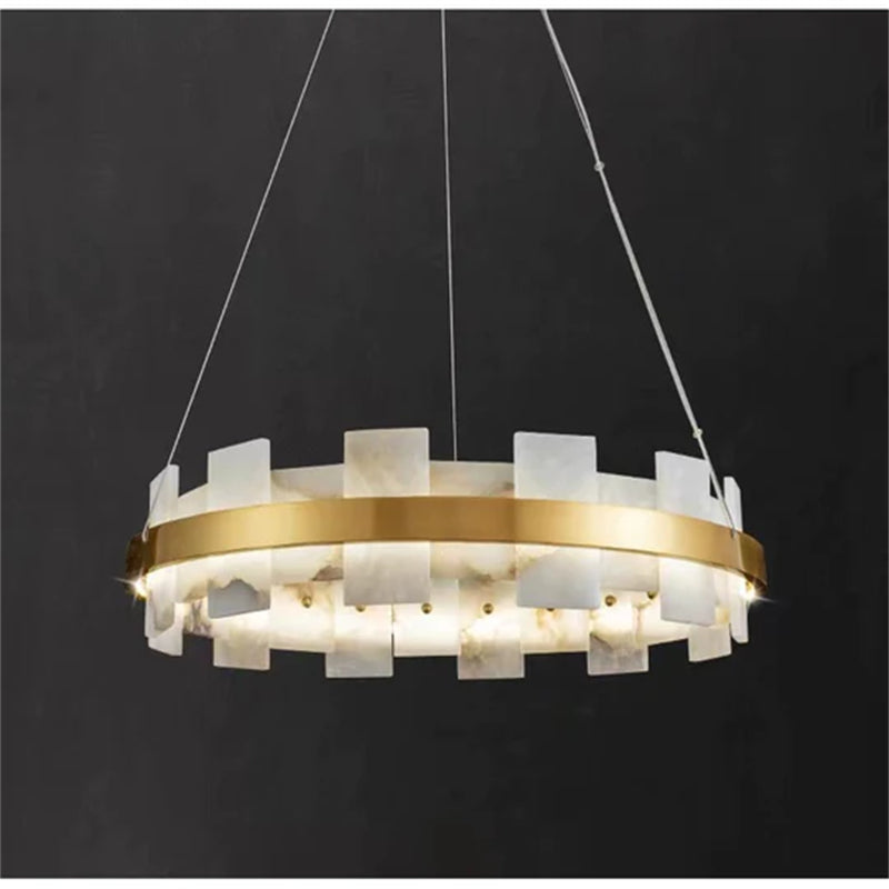 Housegent Anita Modern Round Alabaster Chandelier For Living Room