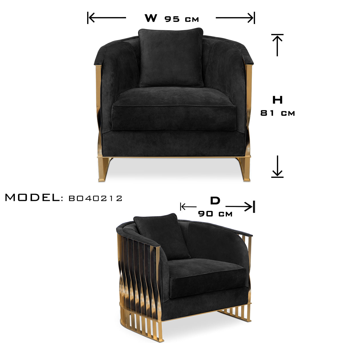 Brass Leather Gold Sculptural Form Armchair