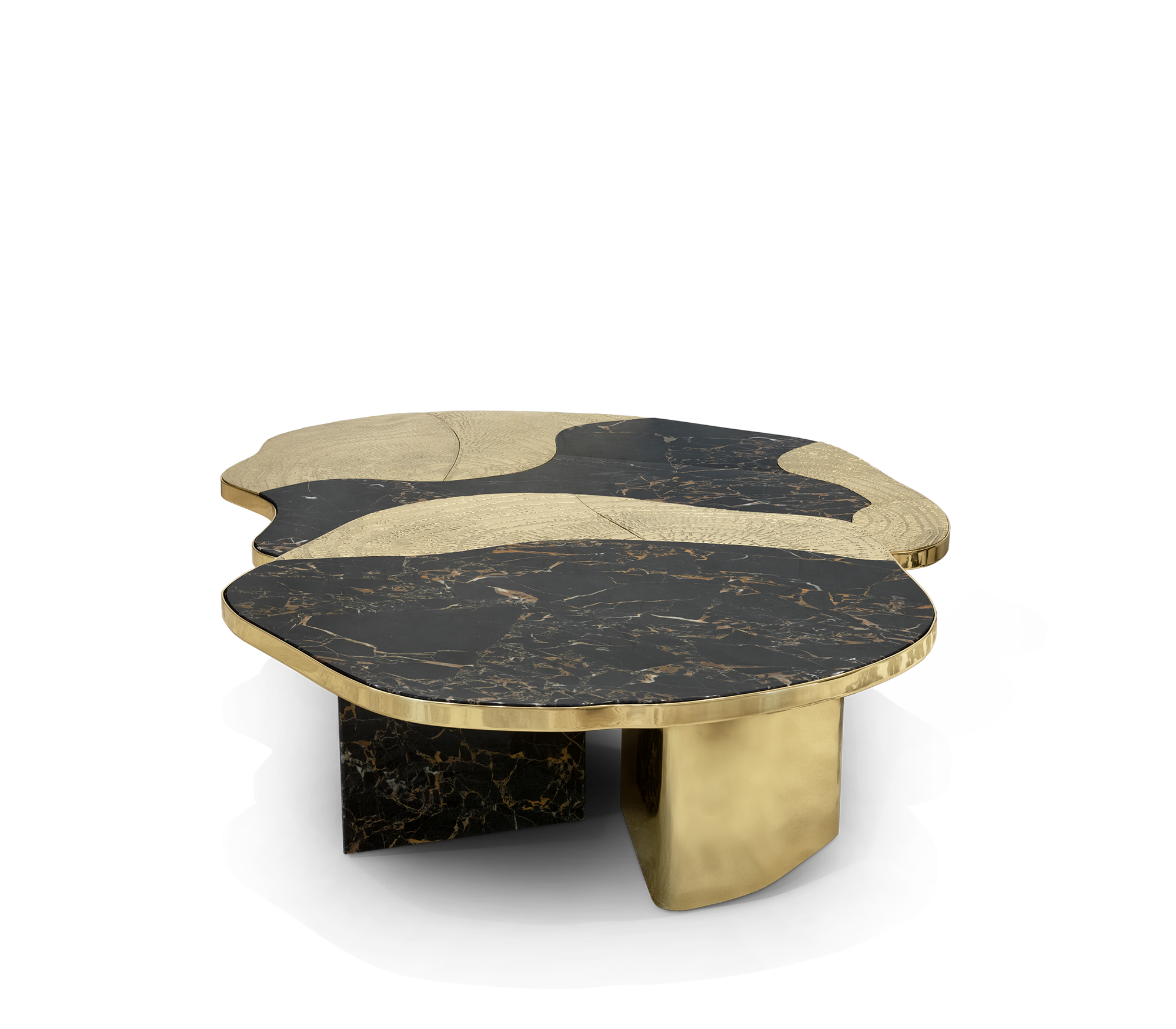 Stone Marble Black Sculptural Form Coffee Table