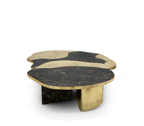 Stone Marble Black Sculptural Form Coffee Table