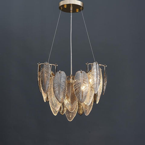 Housegent Leaves Luxury feather glass chandelier