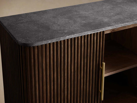 Finnley Wood Sideboard Marble Countertop Buffet Storage Cabinet Rural Entryways Cabinet