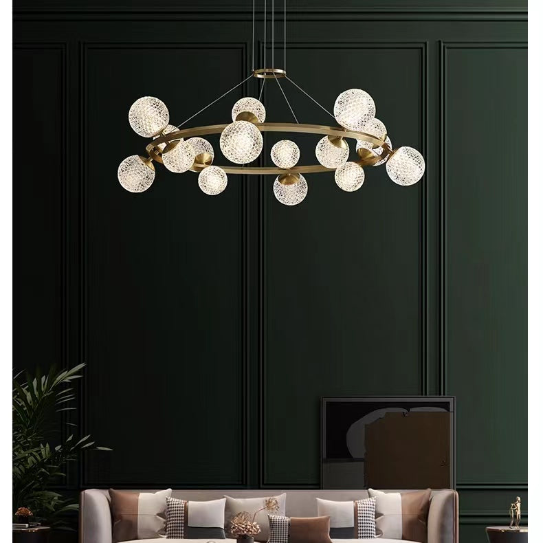 Modern Crystal Chandelier| Molecular Ceiling Fixtures Light|Crystal Brass Finish Chandelier