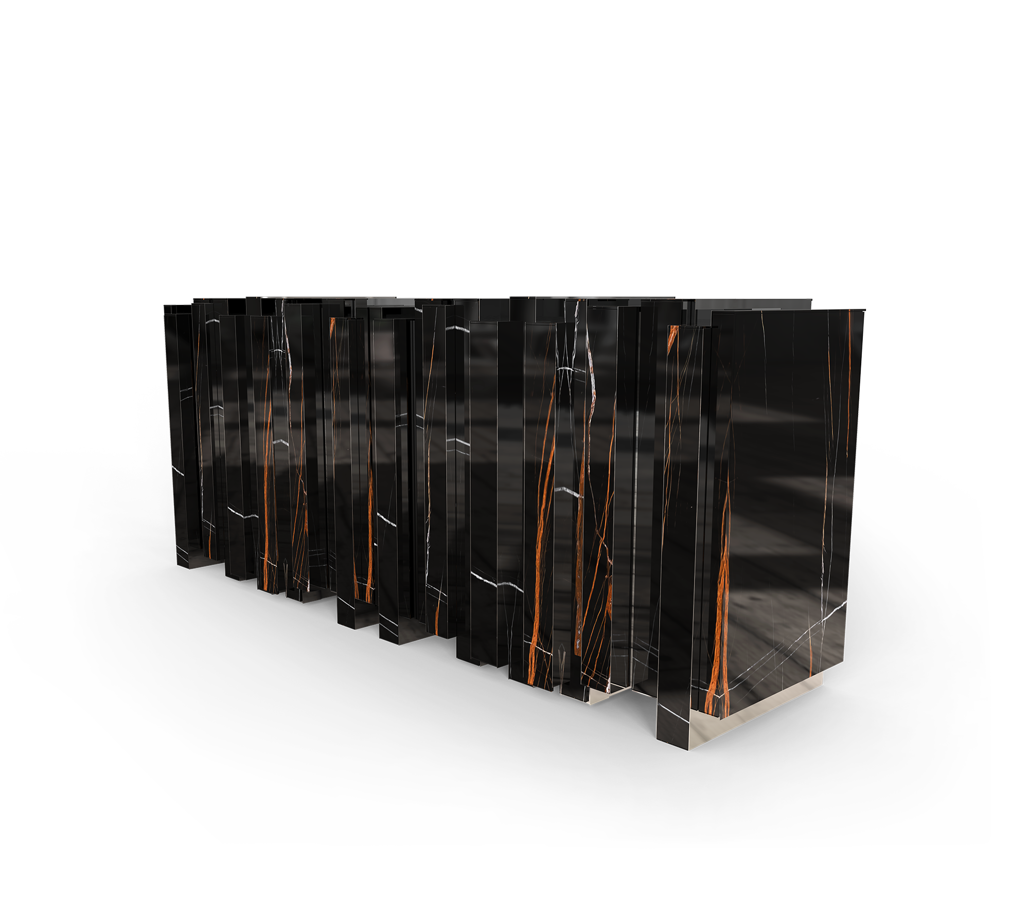 Black Hidden Storage Sculptural Form Sideboard Dining Room