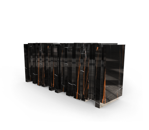 Black Hidden Storage Sculptural Form Sideboard Dining Room