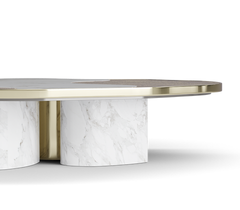 Stone Marble Black Sculptural Form Coffee Table