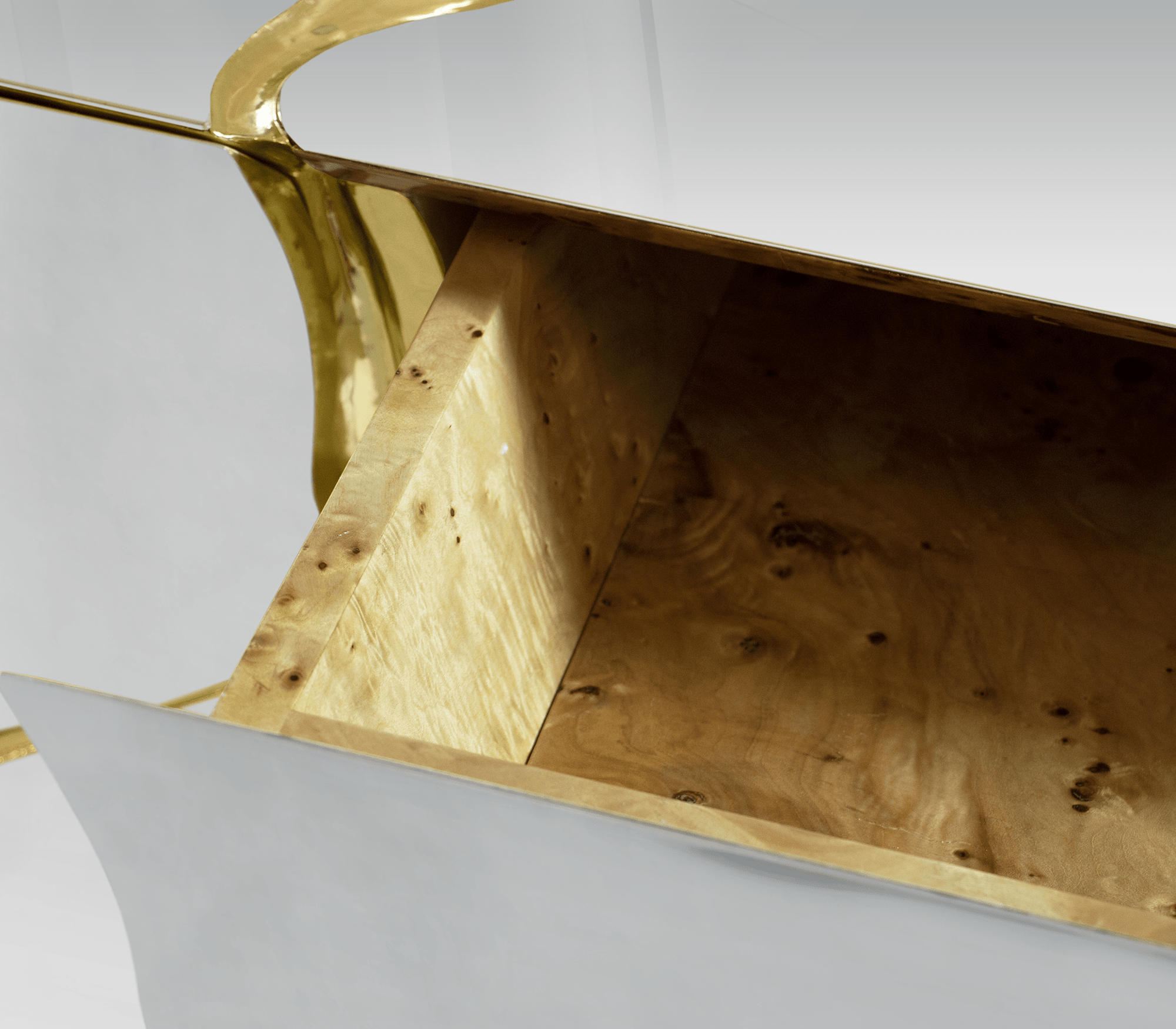 Black Gold Sideboard Cabinet with Sculptural Cracked Design