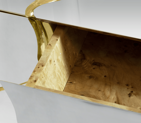 Black Gold Sideboard Cabinet with Sculptural Cracked Design