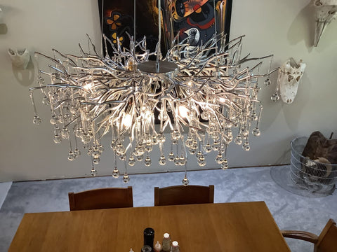 Stunning Tree Branch Crystal Chandelier With Clear Teardrop-shaped Glass Living/Dining Room Ceiling Lamp/Light