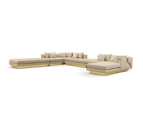 Brass Stone Gold Sculptural Form Sofa