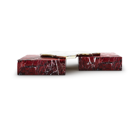 Luxury Sculptural Coffee Table Black & White High-Gloss Marble Finish