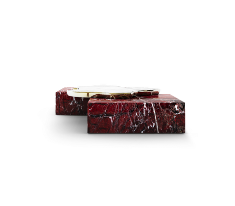 Luxury Sculptural Coffee Table Black & White High-Gloss Marble Finish