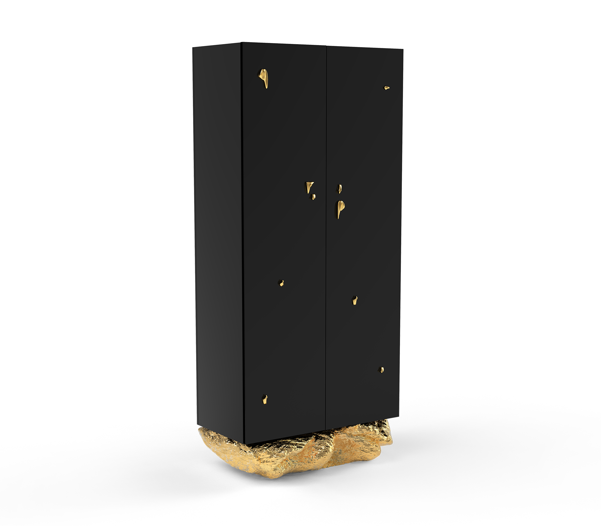 Brass Glass Black Hidden Storage Curio Cabinet