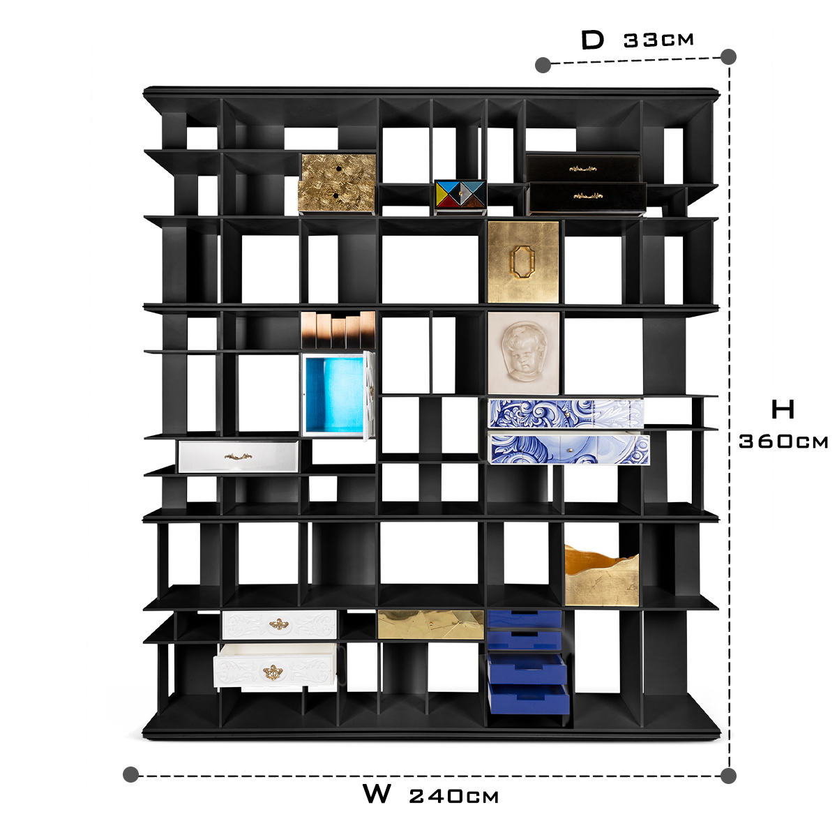 Brass Glass Hidden Storage Display Cabinet