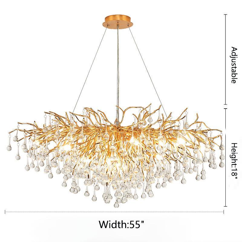 Housegent Tree Branch Kala Gold Branch Crystal Chandelier