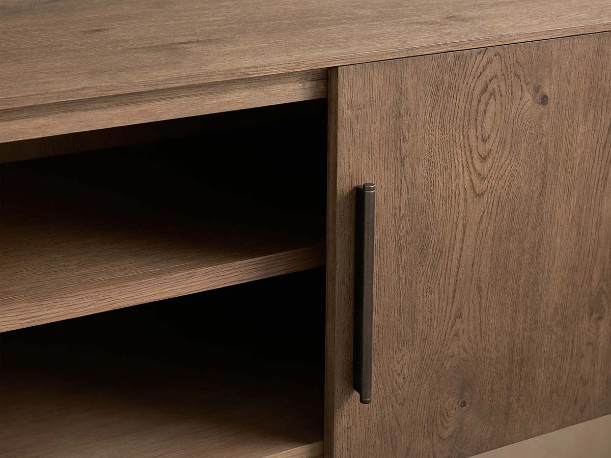 Felton Media Console Oak TV Stand Side Cabinet Television Storage Unit Wood Sideboard with Modern Minimalist Style