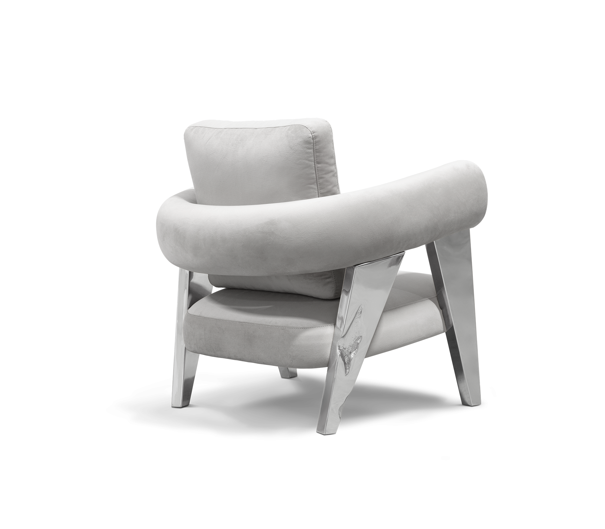 Brass Fabric Sculptural Form Armchair