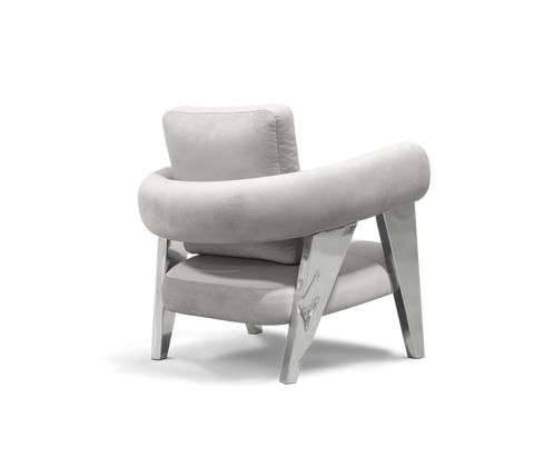 Brass Fabric Sculptural Form Armchair