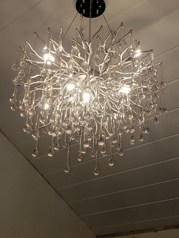 Stunning Tree Branch Crystal Chandelier With Clear Teardrop-shaped Glass Living/Dining Room Ceiling Lamp/Light