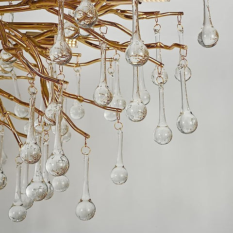 Stunning Tree Branch Crystal Chandelier With Clear Teardrop-shaped Glass Living/Dining Room Ceiling Lamp/Light