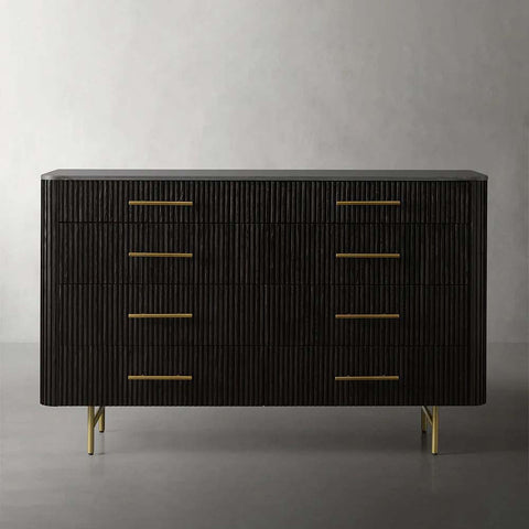 Finnley Wood Eight-Drawer Dresser with Marble or Bluestone Top Rural Chest Of 8 Drawers Cabinet