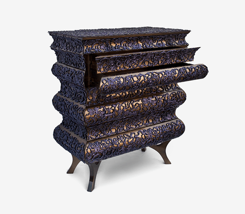 Hand-Painted Tile Curio Cabinet
