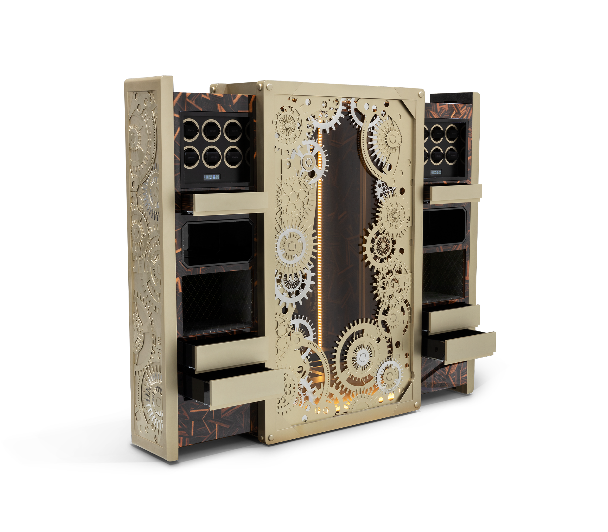 Baron Safe with Electric Opening System, Gold-Plated Brass