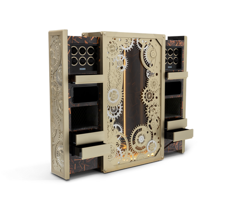 Baron Safe with Electric Opening System, Gold-Plated Brass