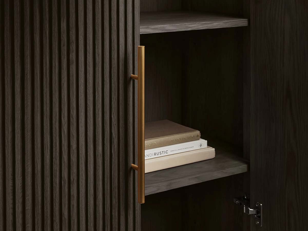 Finnley Minimalist Modern Tall Cabinet with Doors for Living Room Storage