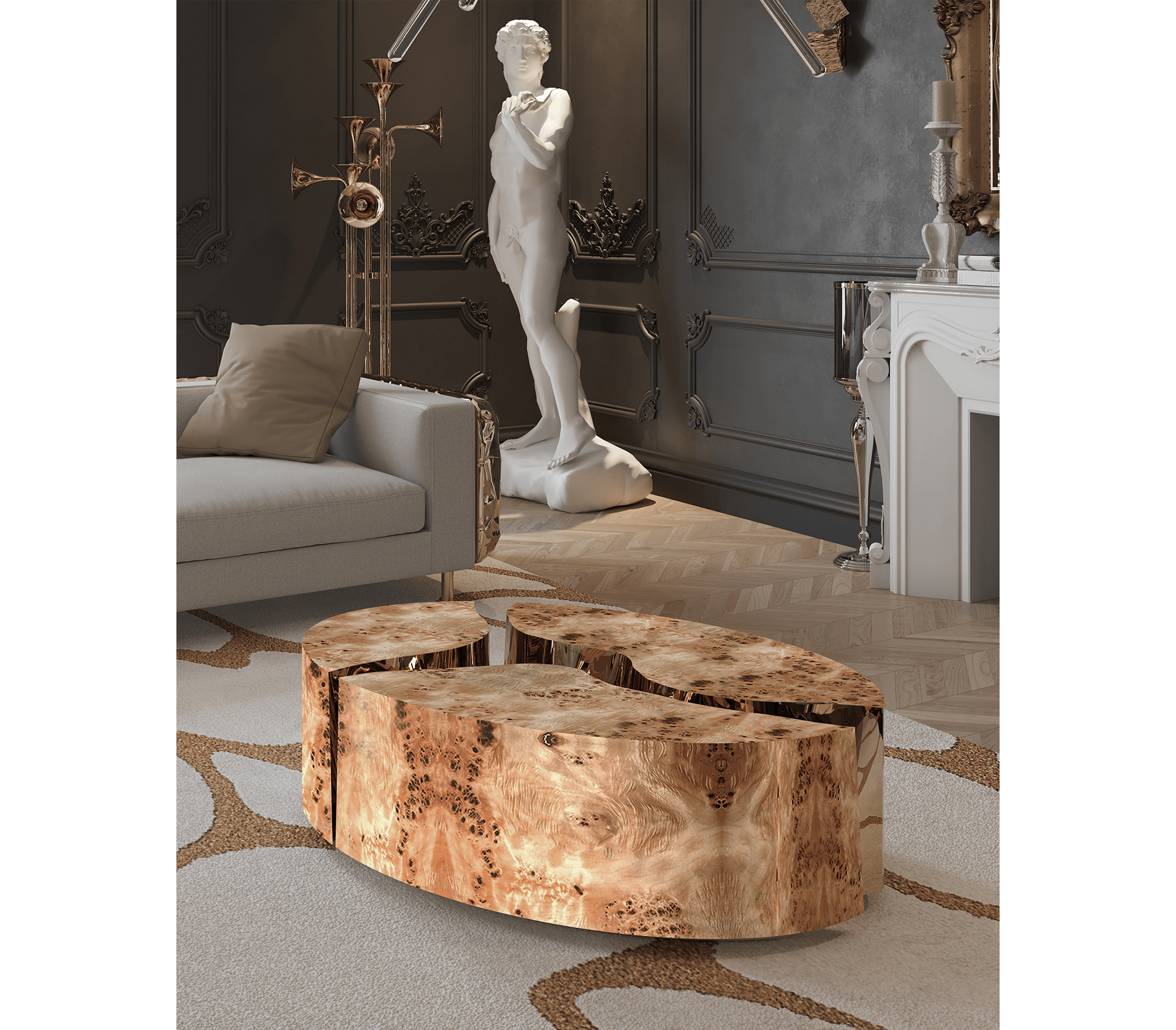 Brass Sculptural Form Dining Table
