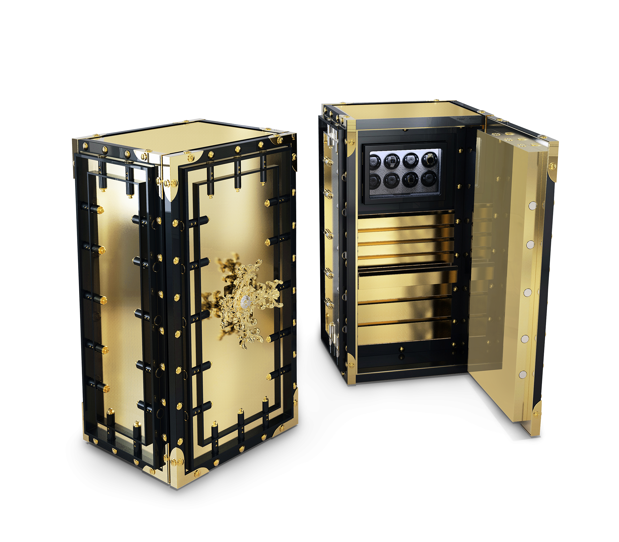 High-Security Vault Safe with Watch Winders and Gold-Plated