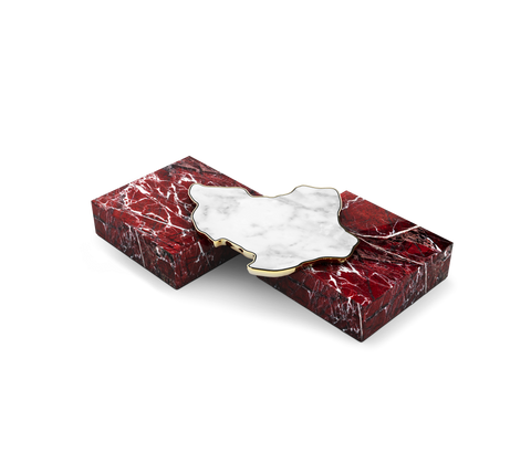 Luxury Sculptural Coffee Table Black & White High-Gloss Marble Finish