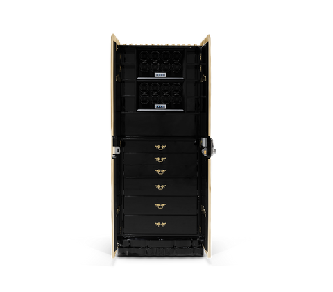Symphony Watch Winder Safe with Gold-Plated Brass Pipes and