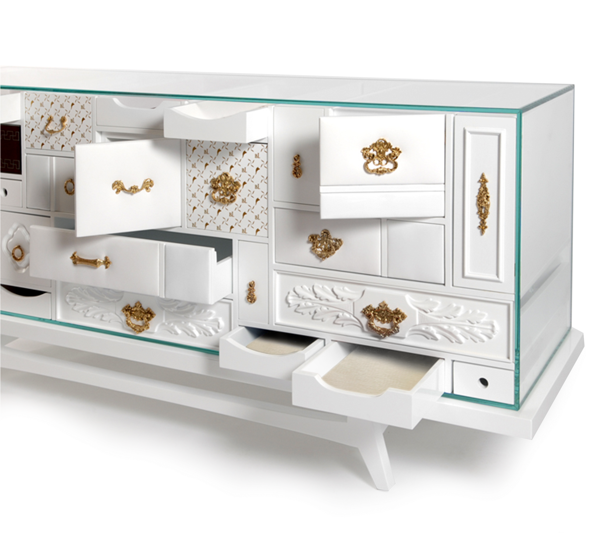 Black Hidden Storage Sculptural Form Sideboard