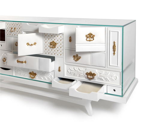 Black Hidden Storage Sculptural Form Sideboard