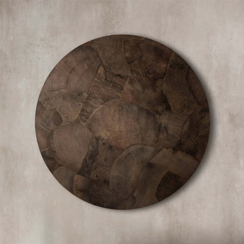 Polance Wood Round Coffee Table Wabi-Sabi Living Room Center Tea Table