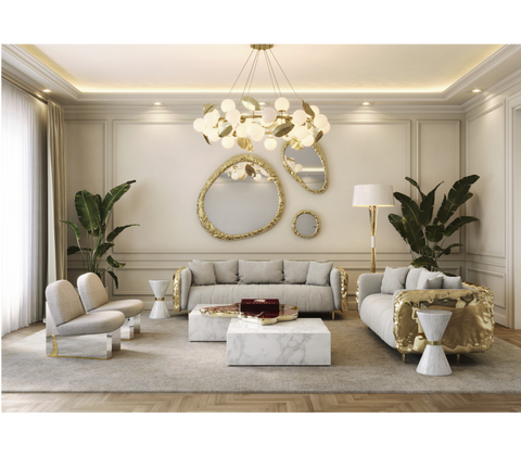Luxury Sculptural Coffee Table Black & White High-Gloss Marble Finish