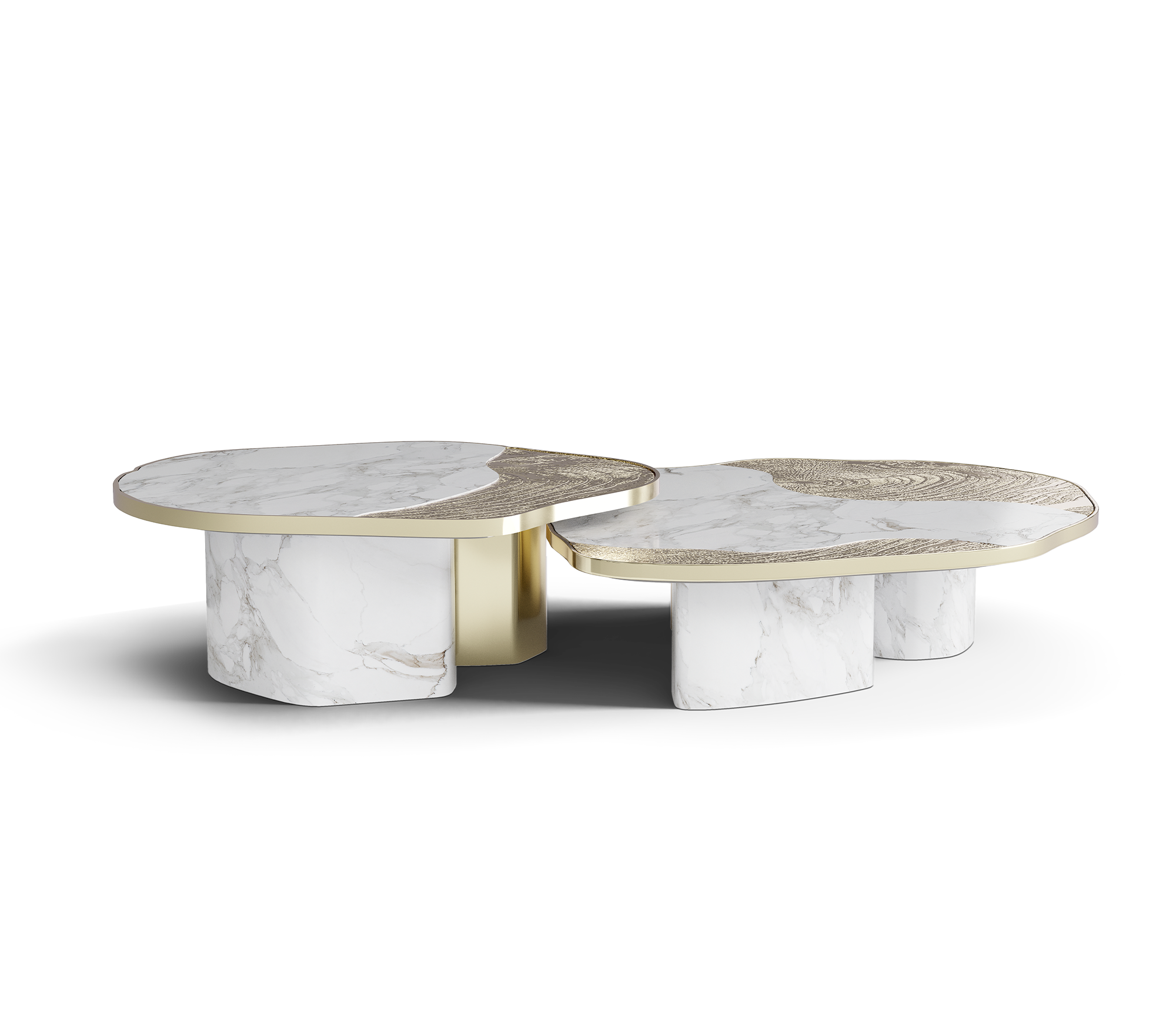 Stone Marble Black Sculptural Form Coffee Table