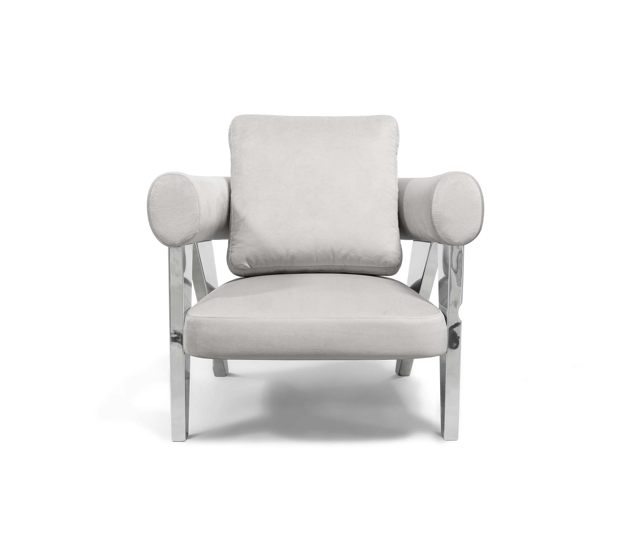 Brass Fabric Sculptural Form Armchair