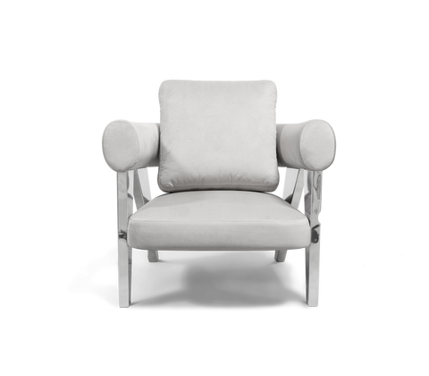 Brass Fabric Sculptural Form Armchair