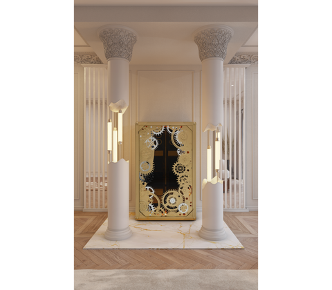 Baron Safe with Electric Opening System, Gold-Plated Brass