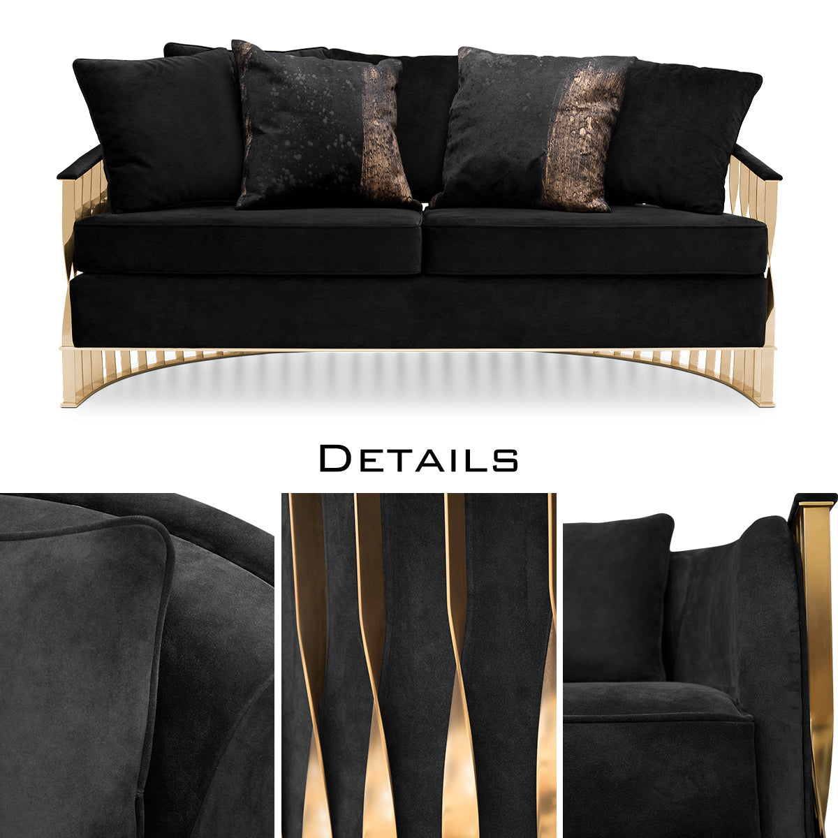 Gold Sculptural Form Sofa for Living Room