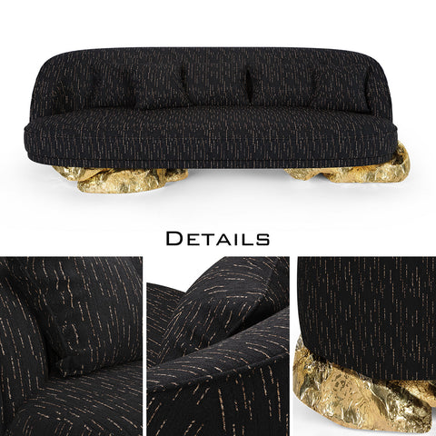Brass Wood Sculptural Form Sideboard Living Room