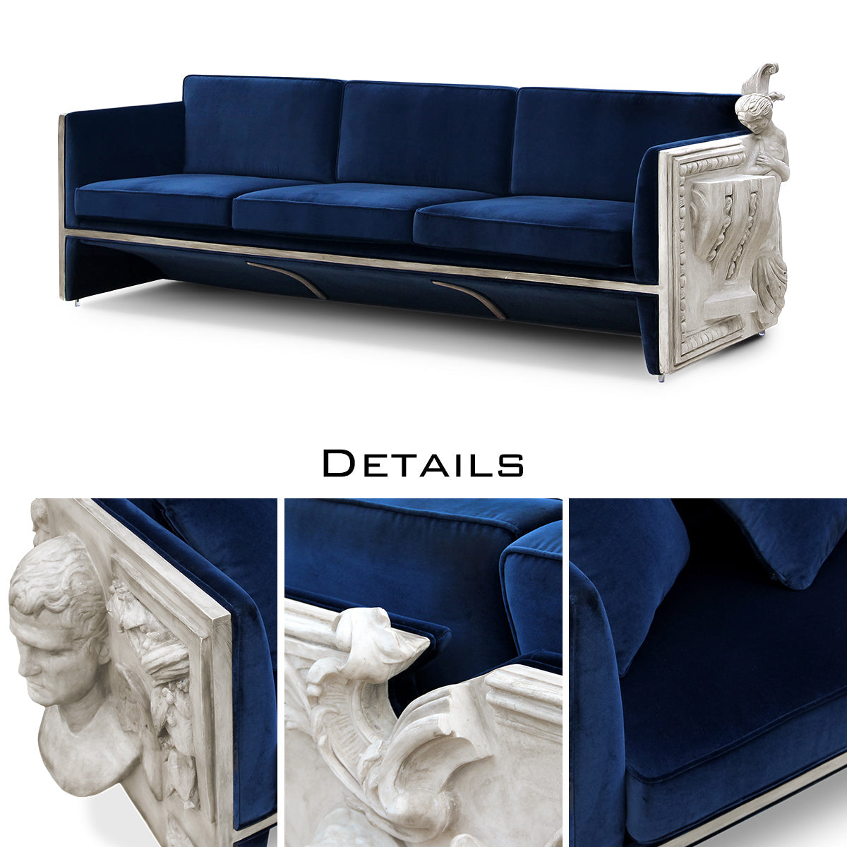 Stone Wood Sculptural Form Sofa