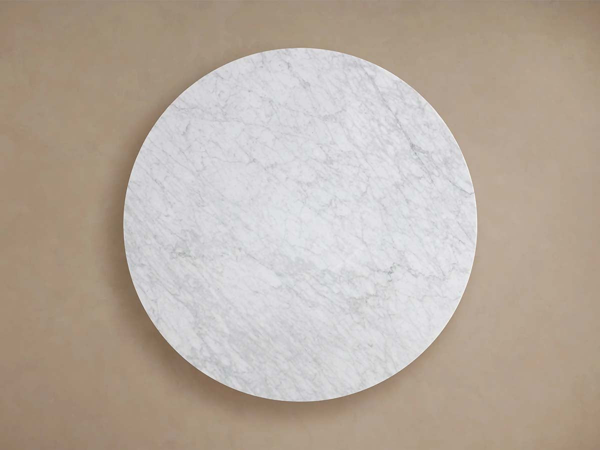 Saint Germain Round Dining Table with Carrara Marble Top Wood Toulouse Base