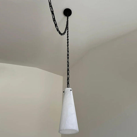 Contemporary Lucca Chandelier 202A-3 in Alabaster, 3-Light Vintage Alabaster Pendant Cluster